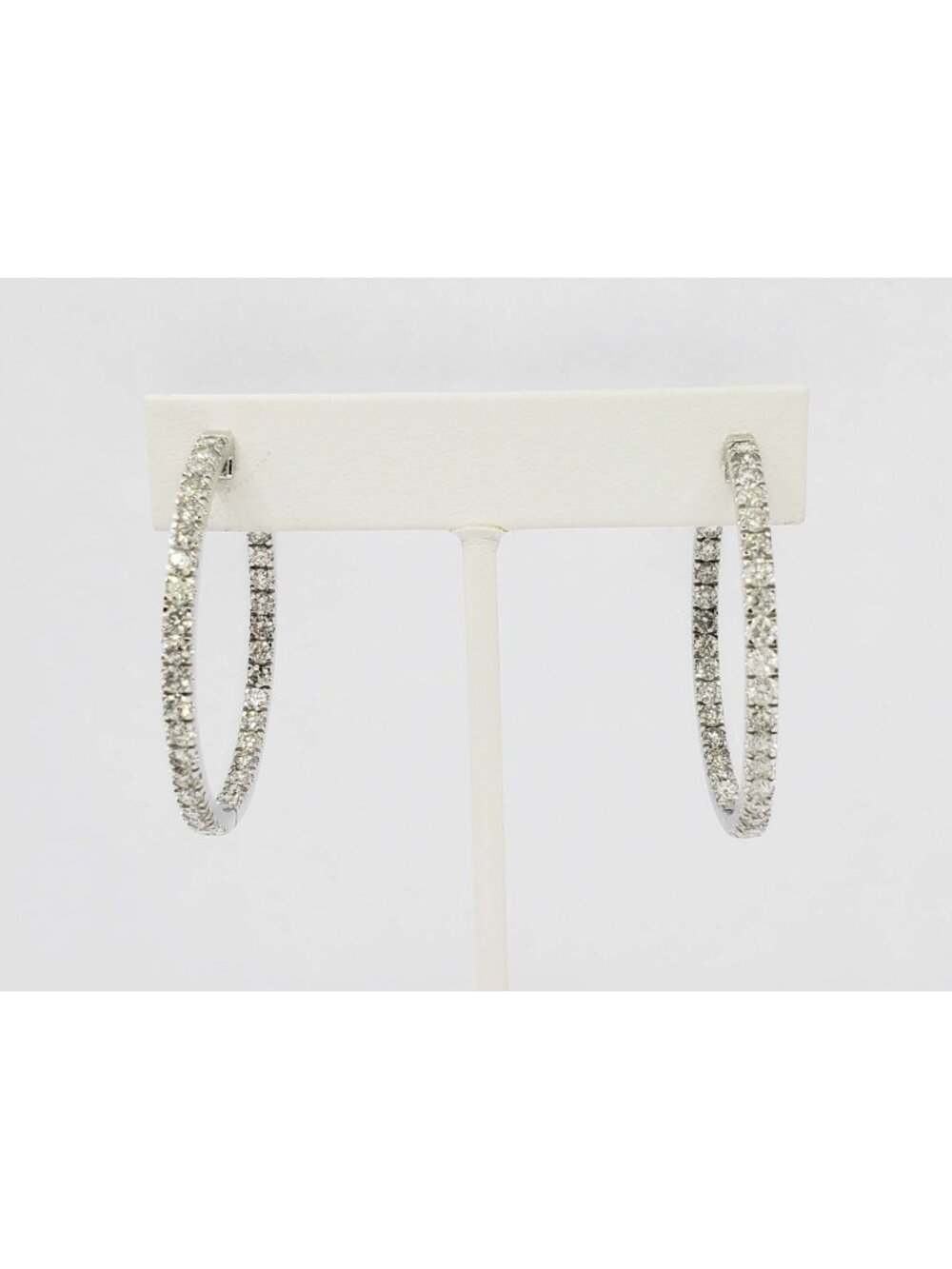 0.72 ctw Diamond Inside Out Hoop Earrings 14k White Gold 1-5/8" Diameter